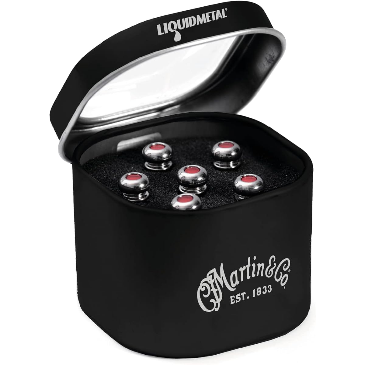 MARTIN 18APP0007 Chrome/Red Dot LIQUIDMETAL LUXE BY MARTIN Bridge Pins