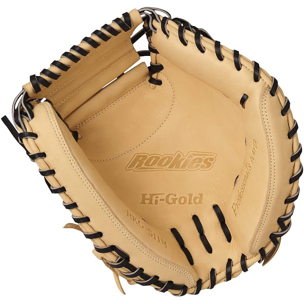 HI-GOLD Youth Softball Catcher's Mitt ROOKIES Series RKG-511M Camel x Black