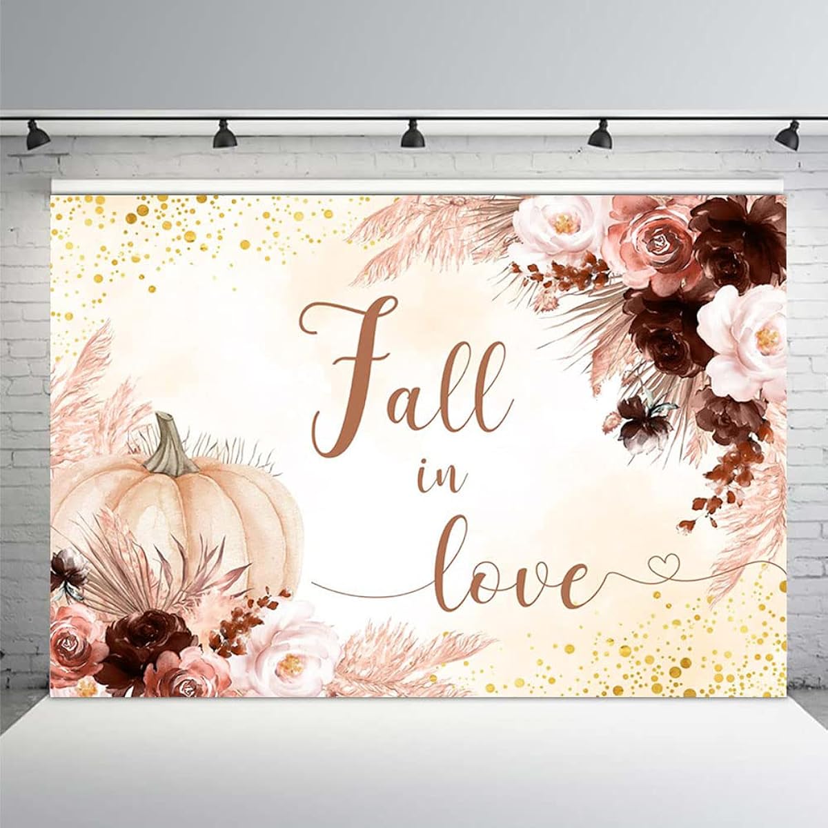 MEHOFOND 8x6ft Fall in Love Backdrop Boho Bridal Shower Party Decorations Bohemia Pampas Grass Decoration Wedding Anniversary Party Supplies Photo Backdrop Banner Dessert Table Photo Booth Studio