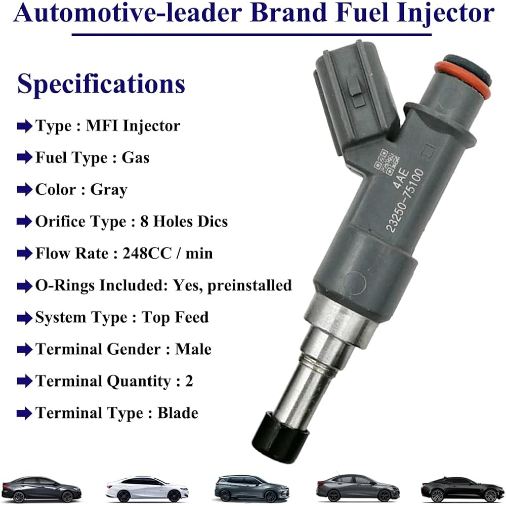 Automotive-leader FJ783 23250-75100 Fuel Injector 12 Hole Engine Nozzle Compatible with 2005-2016 Toyota-a Tacoma, 2010 Toyota-a 4Runner Hiace 2.7L 23250-79155 2325075100.