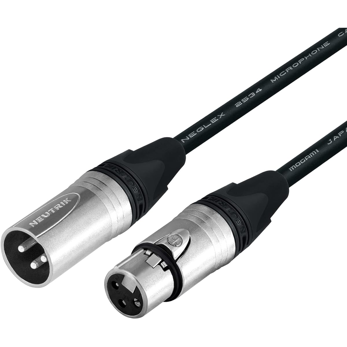 WORLDS BEST CABLES 50 Feet - Quad Balanced Microphone Cable Custom Made Mogami 2534 Wire with Neutrik NC3MXX Male & NC3FXX Female Silver XLR Plug