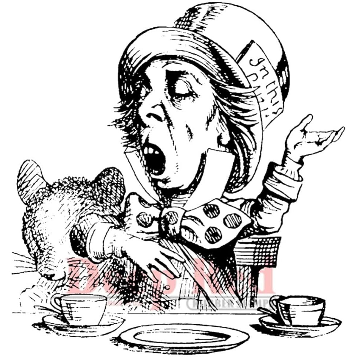Deep red cling stamp Mad Hatter's Tea Party