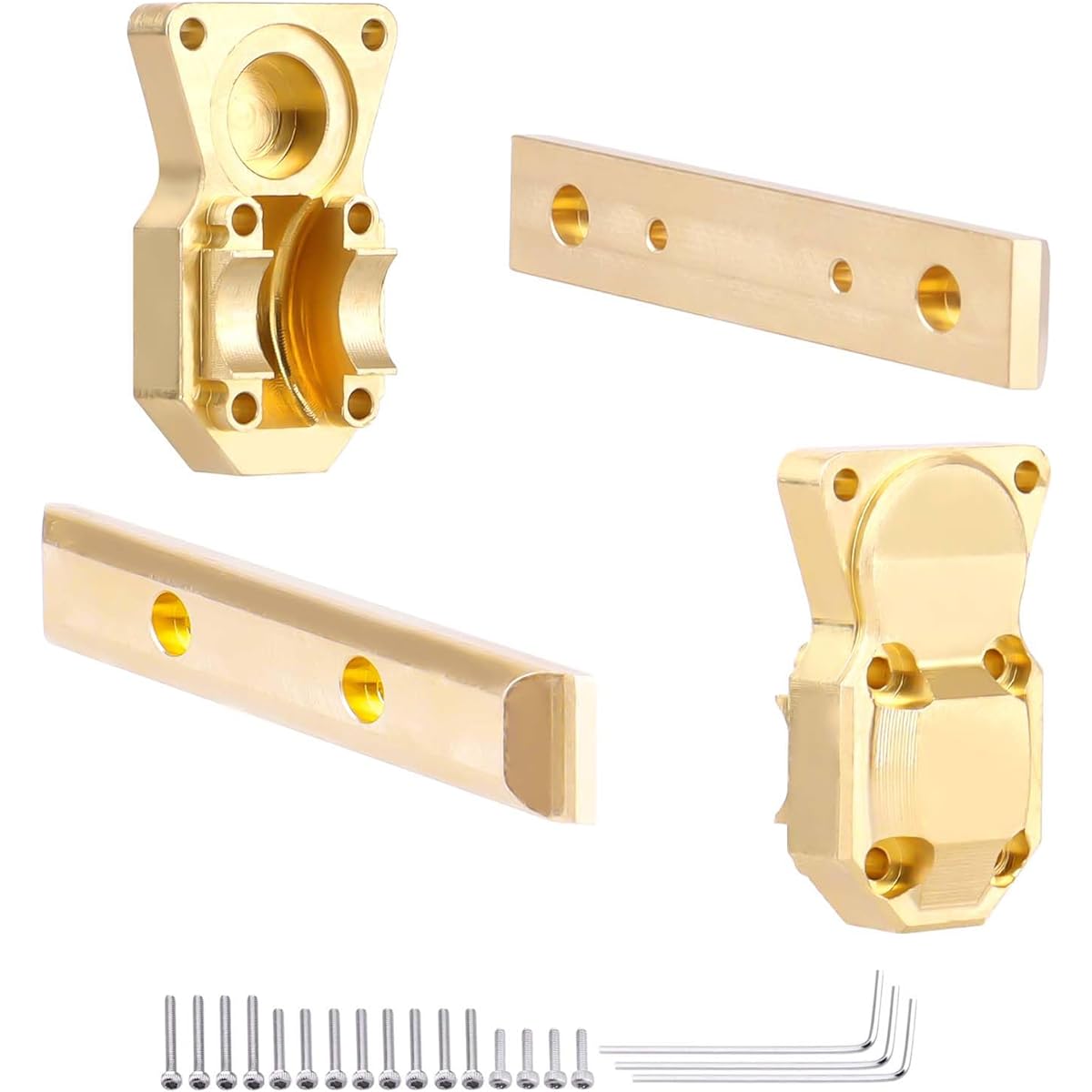 HobbyPark Frame Brass Side Bars, Brass Diff Cover Weights for Axial SCX24 Upgrade 1/24 RC Crawler Car SCX24 Deadbolt Chevy C10 B-17 Betty Wrangler JLU CRC Gladiator Bronco (Gold)