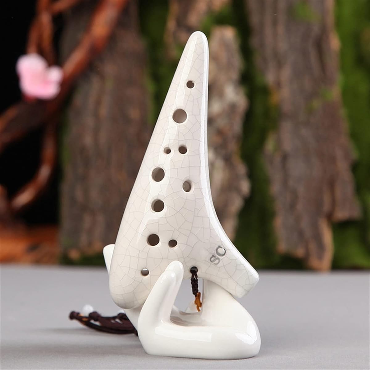 Professional Ocarina Musical Instrument 12 Holes Treble C Tune Ceramic Ocarina White Crack Glaze Beginner Ocarina Ocarina Musical Instrument