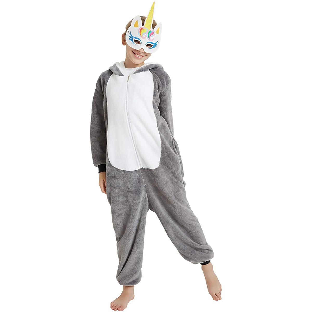 ANBOTA Kids Dog Costume Onesie Halloween Boys Girls Husky Puppy Cosplay Fleece One Piece Pajamas Zipper Closure