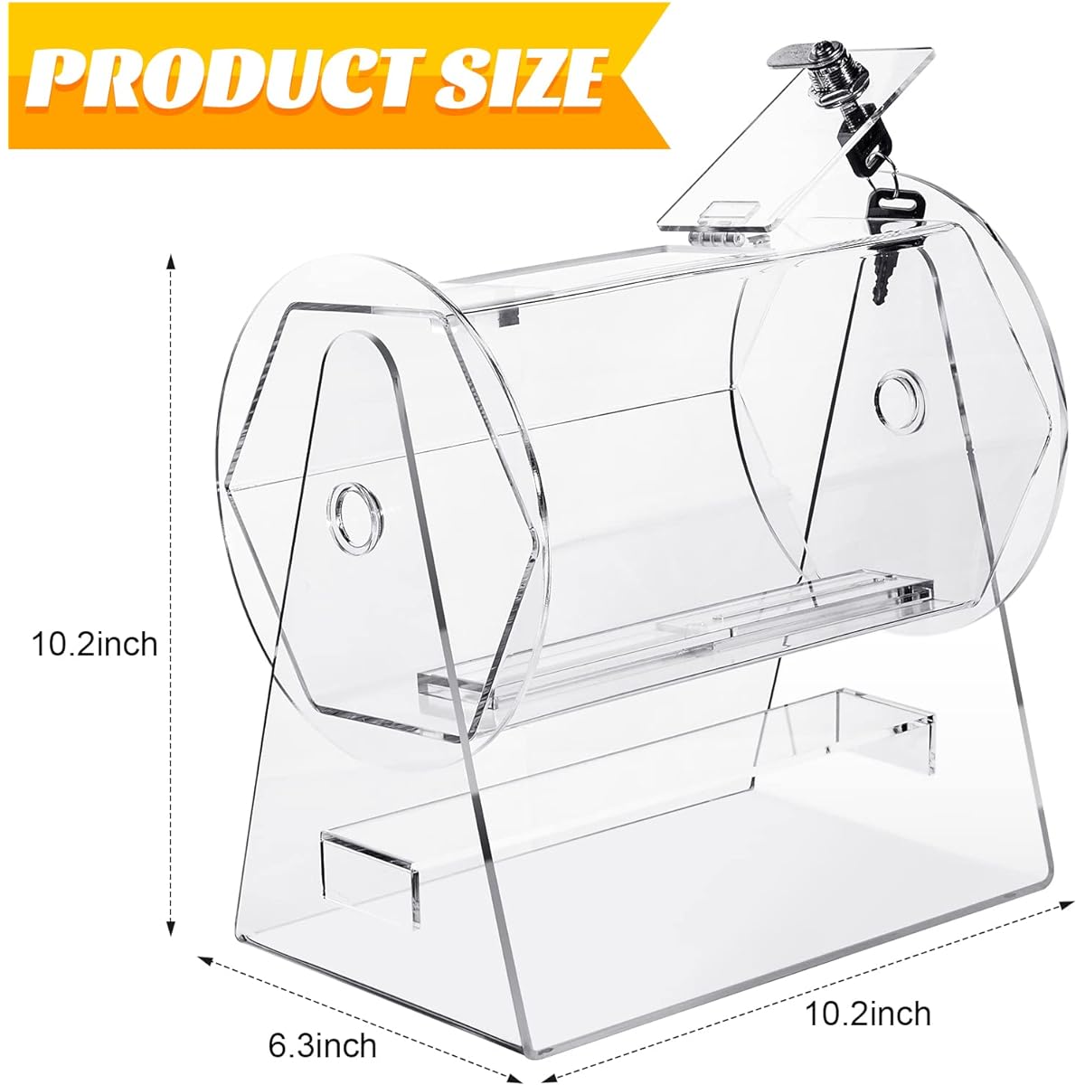 Kigley Acrylic Raffle Drum for Tickets Raffle Box Clear Raffle Ticket Spinner Raffle Wheel Lottery Cage Machine with 2000 Tickets for Balls/Chips/Tickets/Bingo Games 10.2 x 6.3 x 10.2 Inches