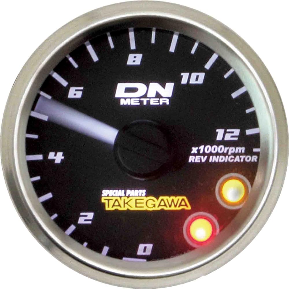 Special parts TAKEGAWA φ48 small DN tachometer 12500rpm with rev indicator for cars with DC12V battery 05-05-0071 Stainless steel/black