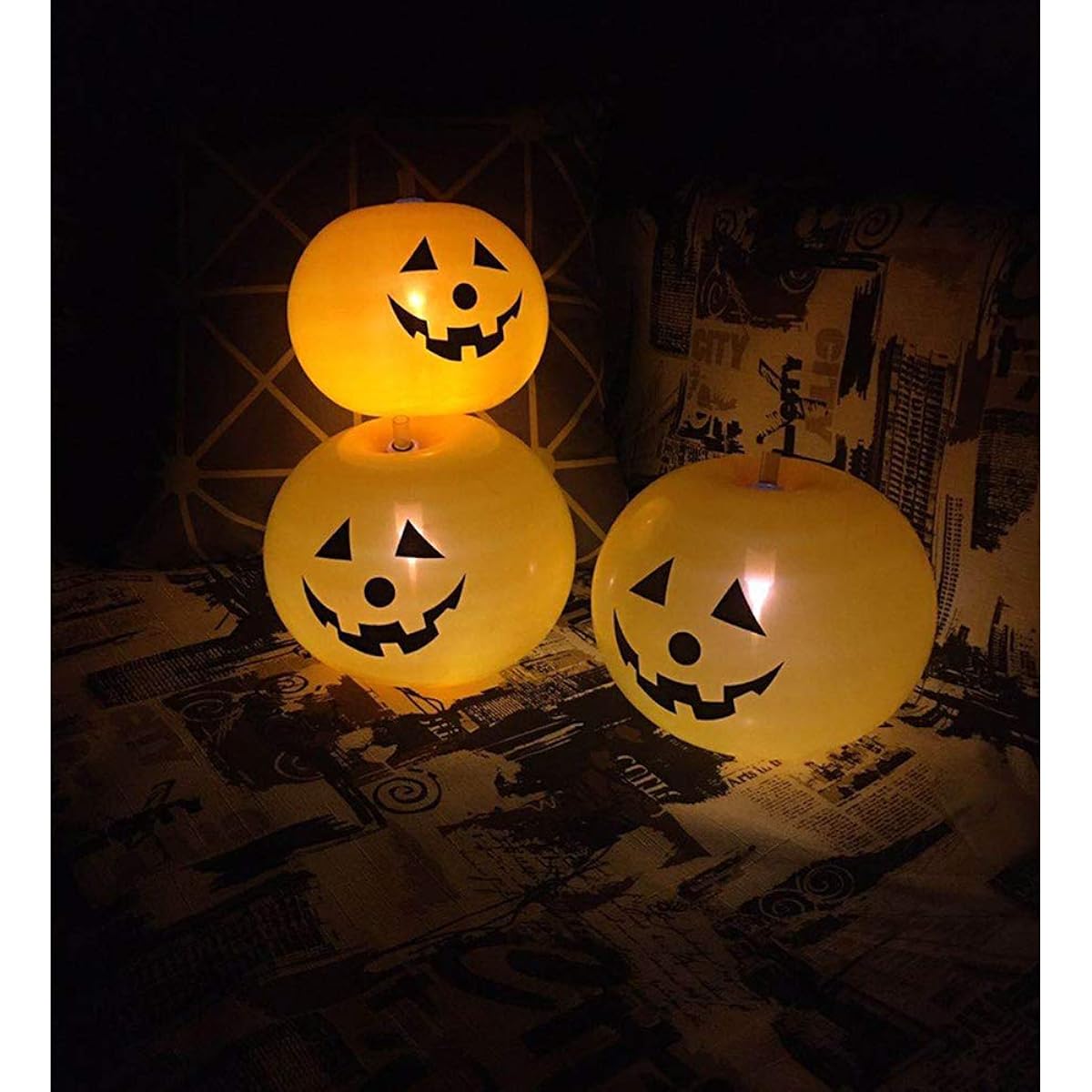 SIENON 10 Pack LED Light Up Balloons LED Balloons Flashing Lights Halloween Balloons Pumpkin Decorations Glow in the Dark Party Neon Party Supplies for Halloween Party Birthday Festival Decorations