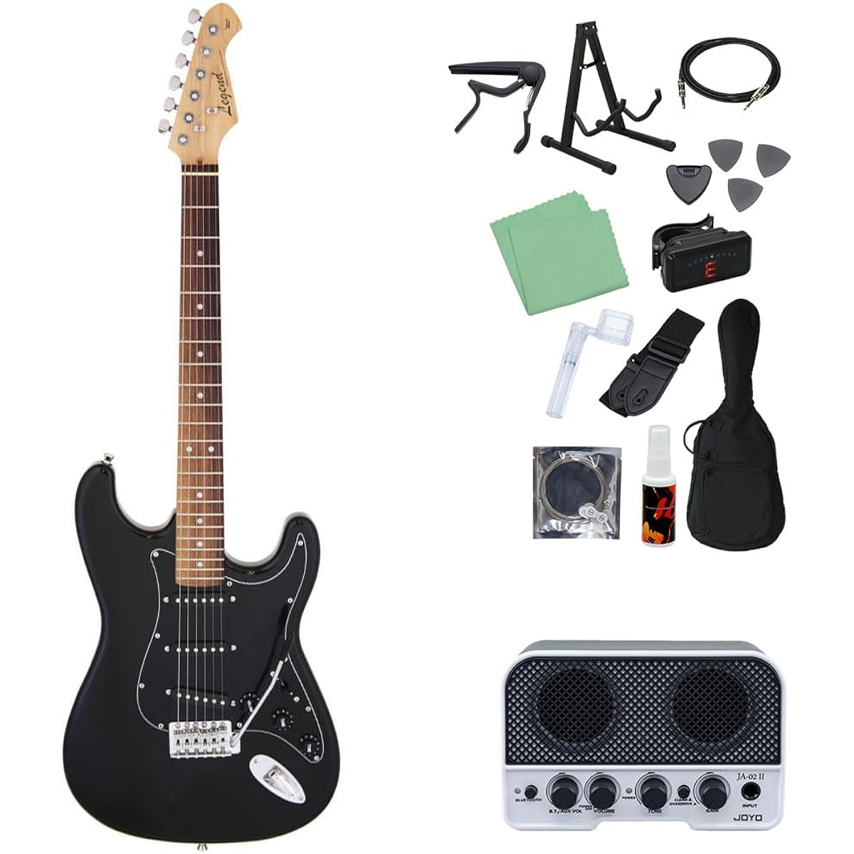 LEGEND LST-Z Electric Guitar Beginner 14-piece Set [Includes Bluetooth Mini Amplifier] B-BK Stratocaster Type Legend