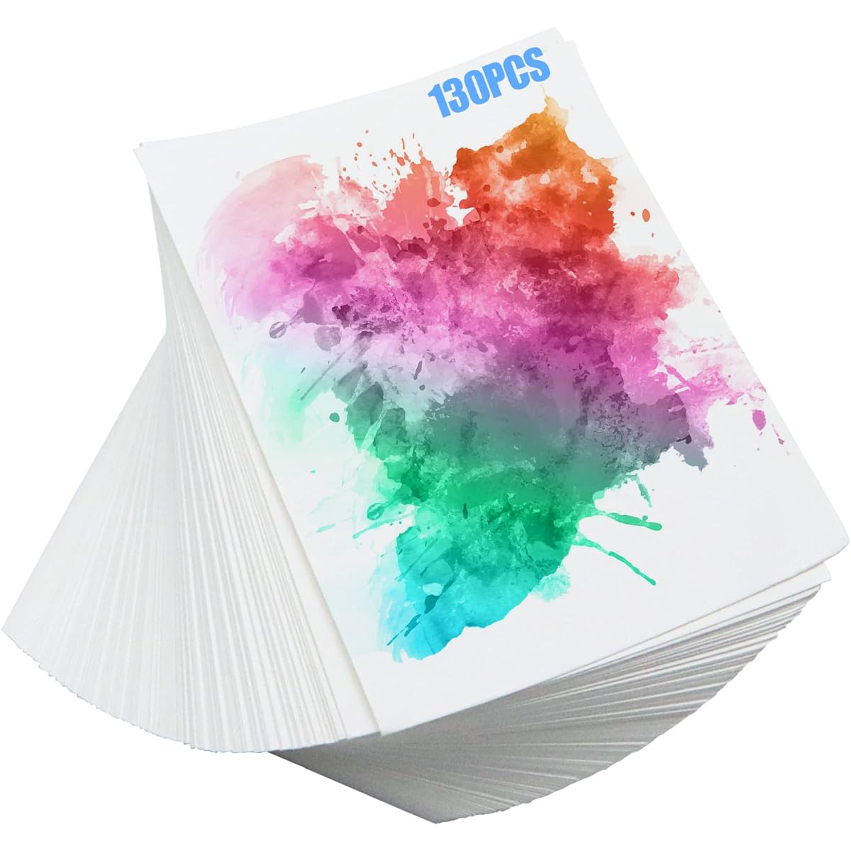 SPOKKI Watercolor Paper Art Paper 130 Sheets for Drawing and Painting Thick Painting Paper White Paper for Kids and Artists (300g 5 x 7 inch)