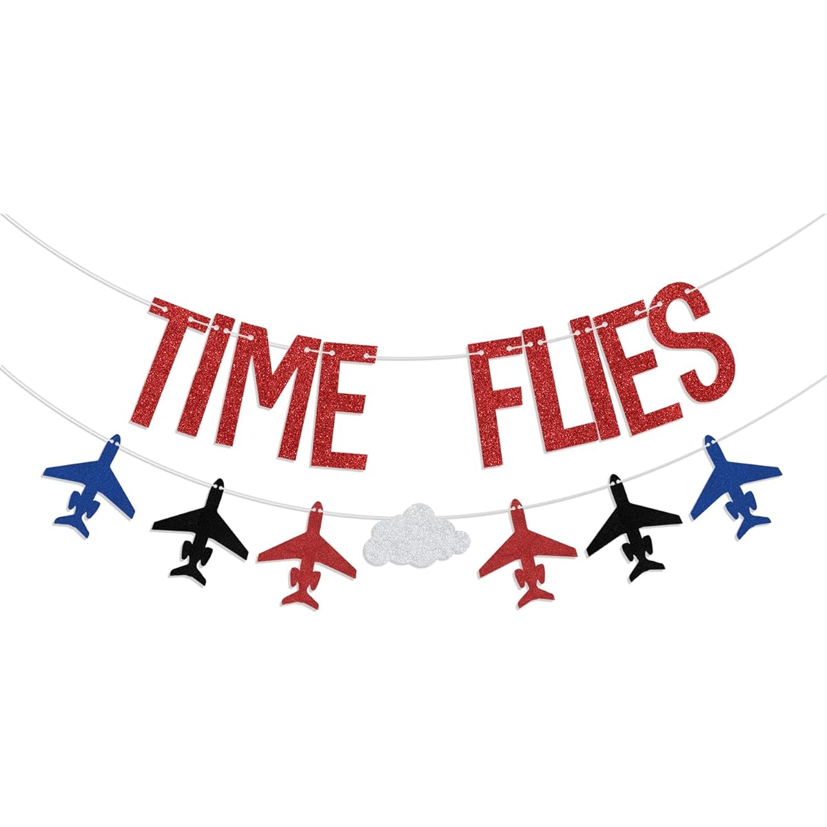 Time Flies Banner Airplane Themed Birthday Decorations Plane Aviator Adventure 1st 2nd 3rd 4th Birthday Baby Shower Party Supplies Red Blue