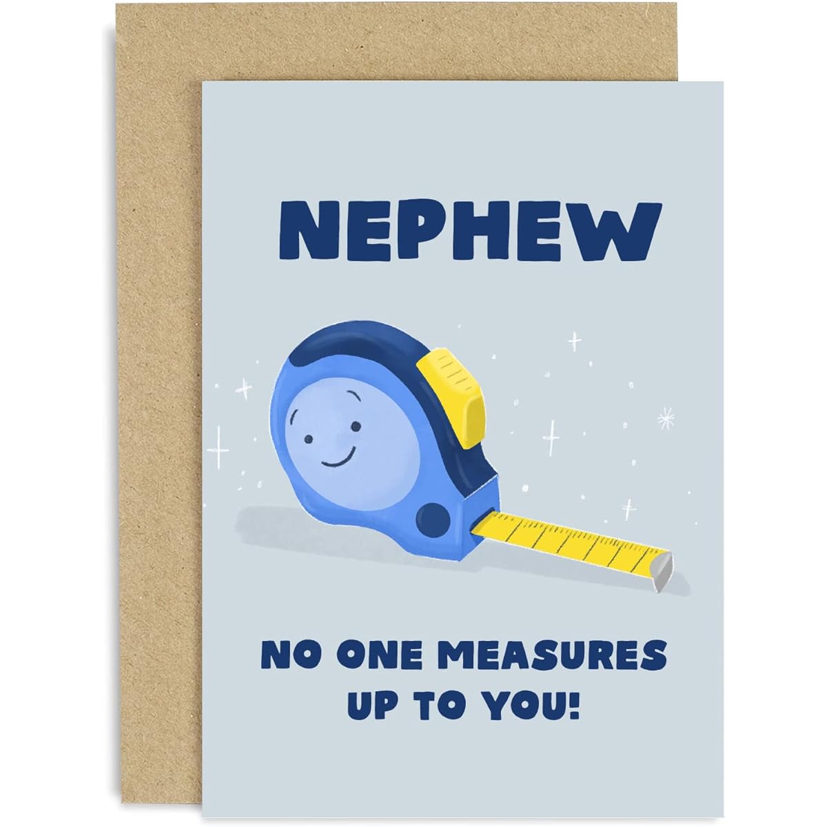 Old English Co. Fun Birthday Card for Nephew - "No One Measure Up To You" DIY Handyman Card - Card for Men - Thank You Greeting Card from Aunt or Uncle | Blank Inside, Envelope Included