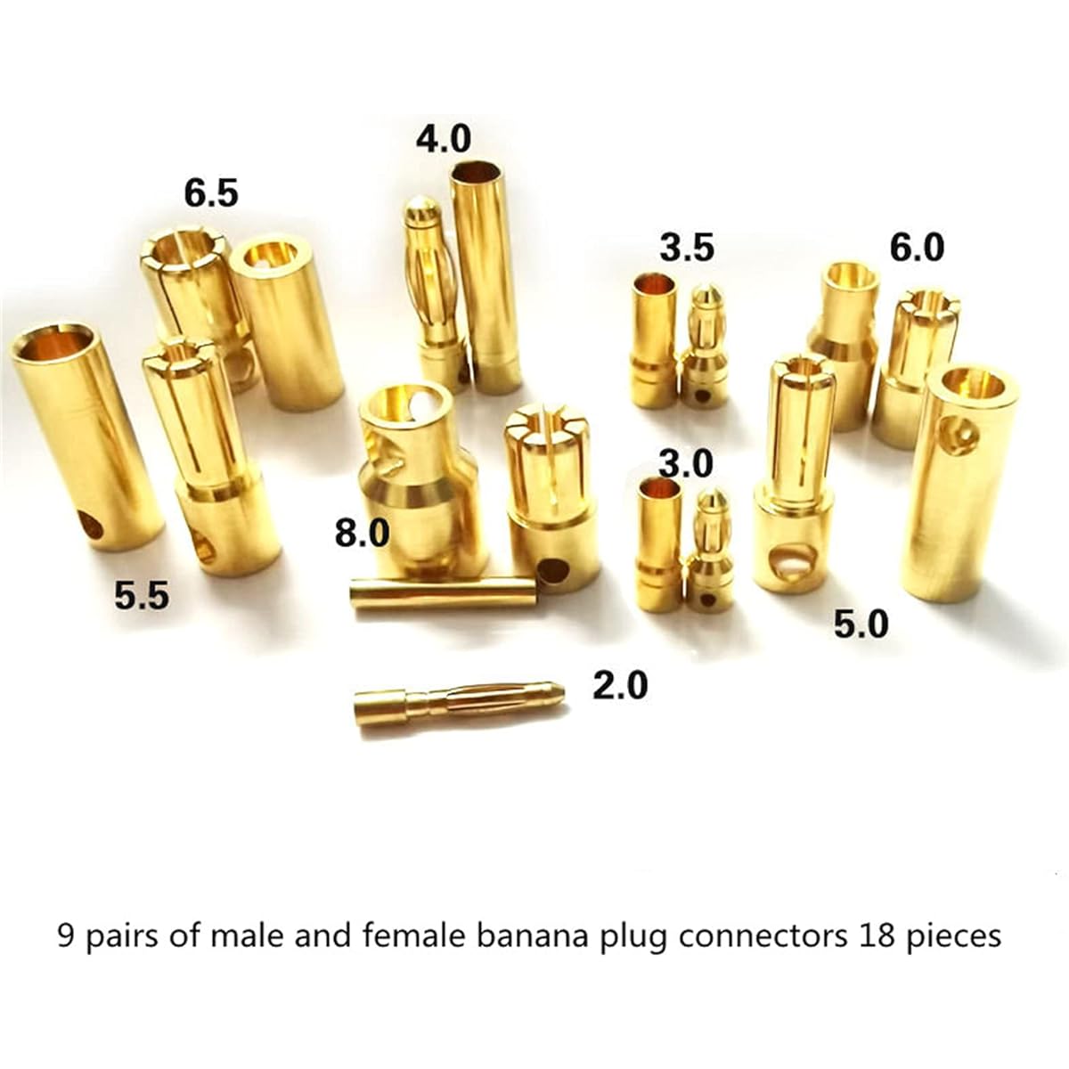 skrnrhrery 10 Pairs Banana Bullet Connector Male Female Plug for RC Car Boat Drone Battery ESC Motor Battery Equipped Motor Parts (5.0mm)