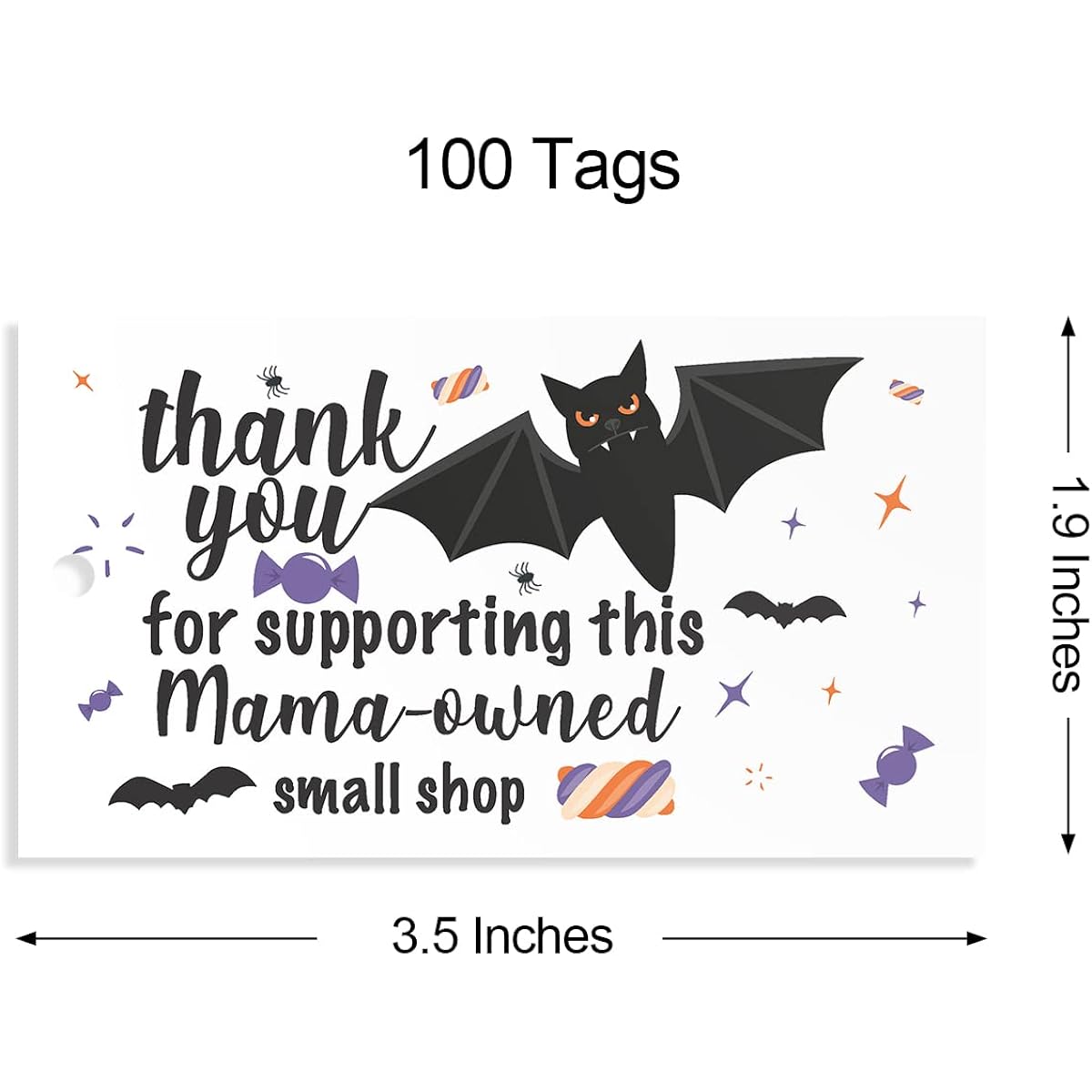 100 Mini Thank You For Supporting This MaMaMaOwend Halloween Business Thank You Cards Shopping Purchases Appreciation Cards for Customers Package Inserts for Small Business Owners