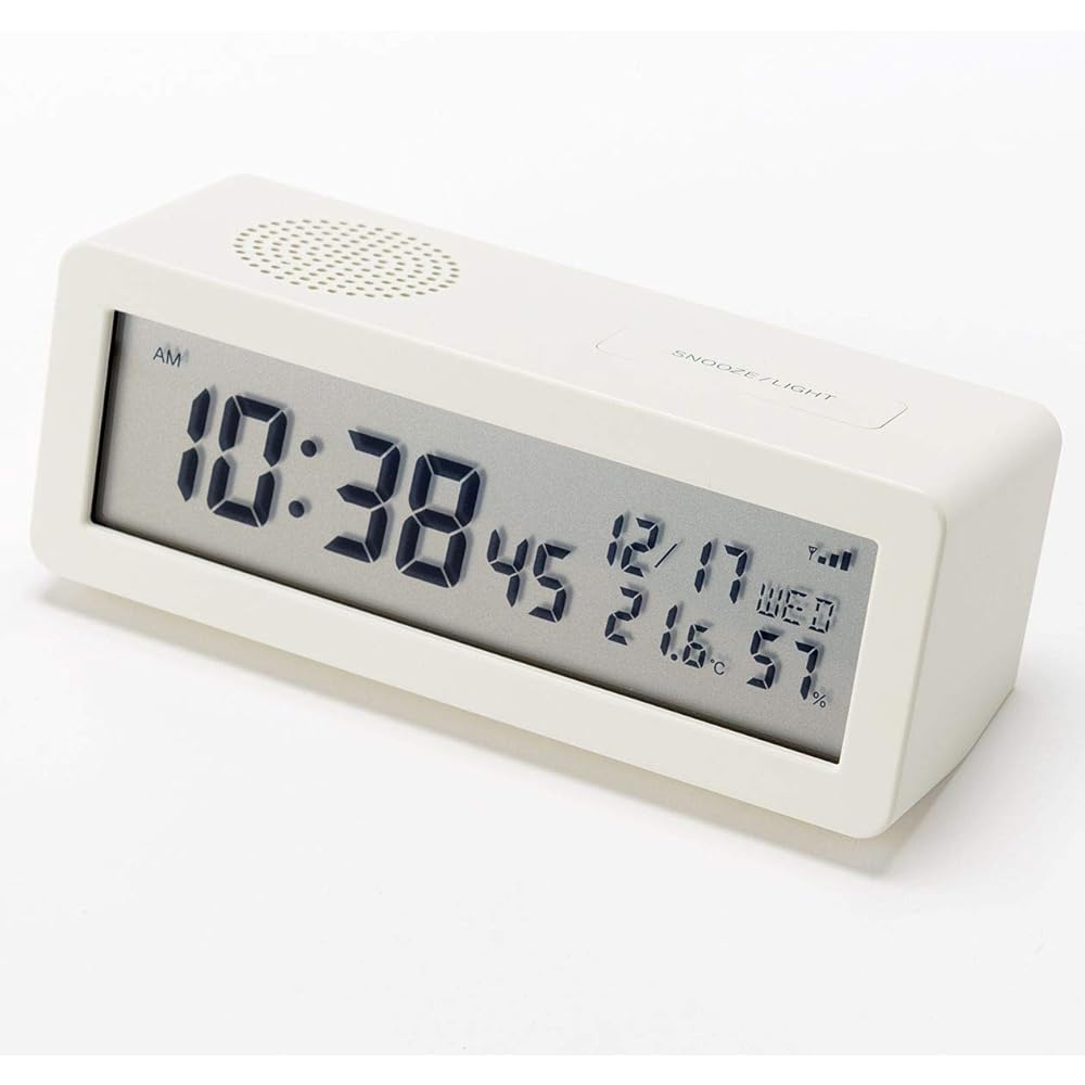 MUJI Digital Radio Clock (with Loud Alarm Function) Table Clock, White 15832620