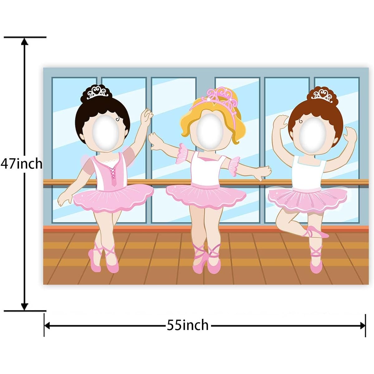 Dancing Ballet Girls Banner Pretend Play Party Backdrop Large Ballerina Face Theme Decor for Girls Birthday Party Wedding Dance Tutu Party Gymnastics Party Supplies Ballerina Party Decorations Pink