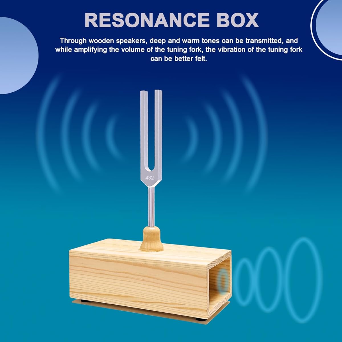 TENFLY 432Hz Tuning Fork with Wooden Box Aluminum Alloy for Sound Therapy Meditation Yoga