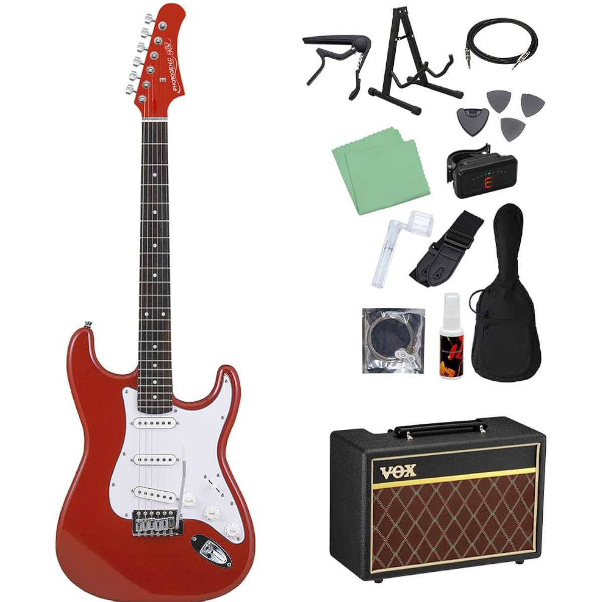 Photogenic ST-180 MRD Electric Guitar Beginner 14-piece Set [With VOX Amplifier] Stratocaster Type Photogenic