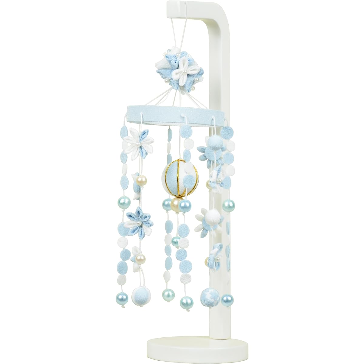 Hina Doll Hanging Decoration Matsuju Hanging Mini Hanging Doll Pink Blue with White Wooden Stand Height 28cm Chirimen Hanging Decoration Hanging Doll Compact Simple (Blue, Mini Height 28cm)