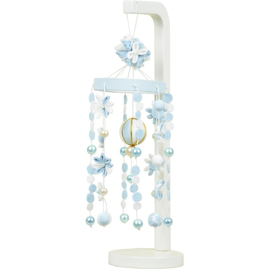 Hina Doll Hanging Decoration Matsuju Hanging Mini Hanging Doll Pink Blue with White Wooden Stand Height 28cm Chirimen Hanging Decoration Hanging Doll Compact Simple (Blue, Mini Height 28cm)