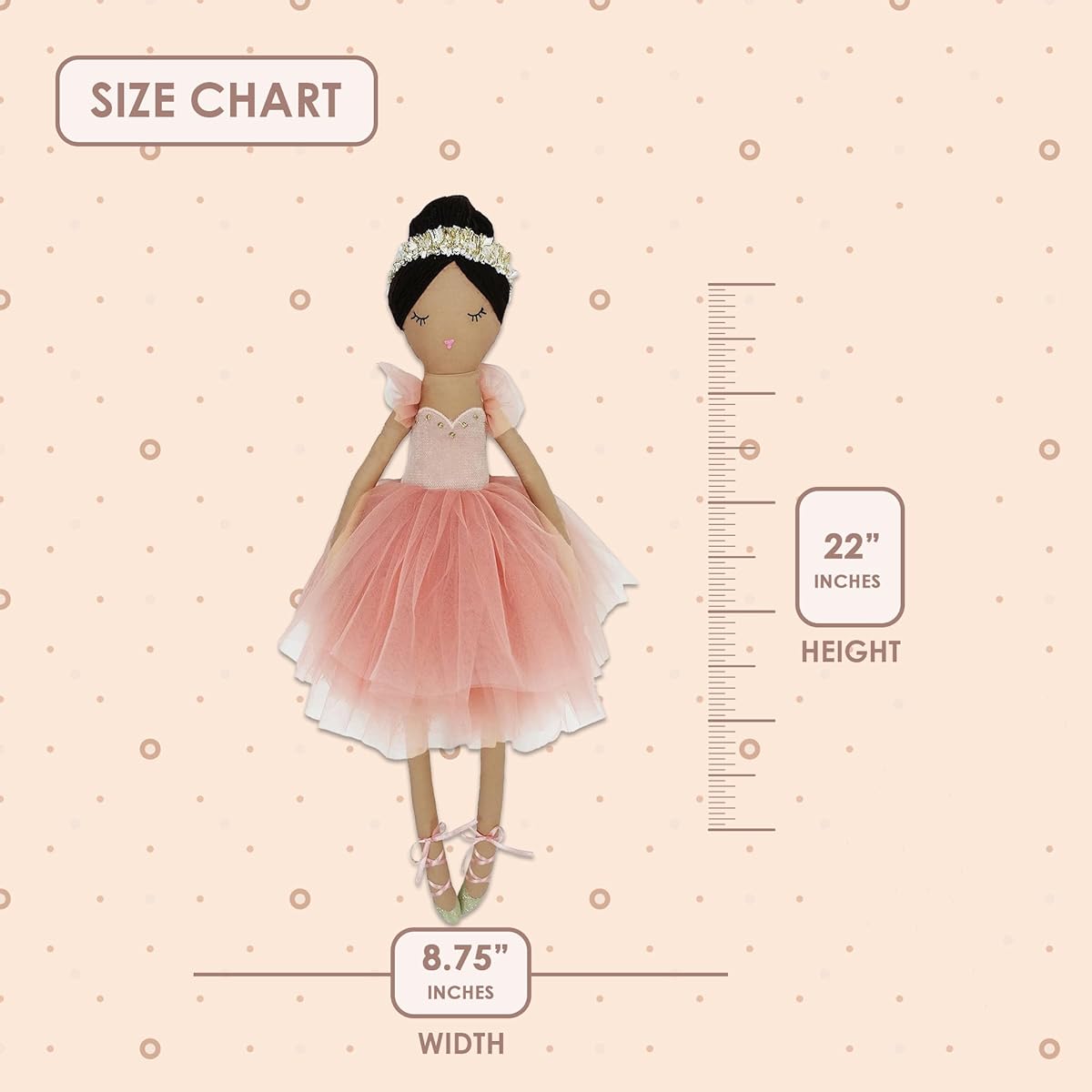 MON AMI Juliet Prima Ballerina Designer Doll Soft Elegant Stuffed Animal, Exquisite Stuffed Animal for Kids and Toddlers, Toys and Room Decoration, Great Gift for Kids and Collector Dolls, Pink 22 Inch