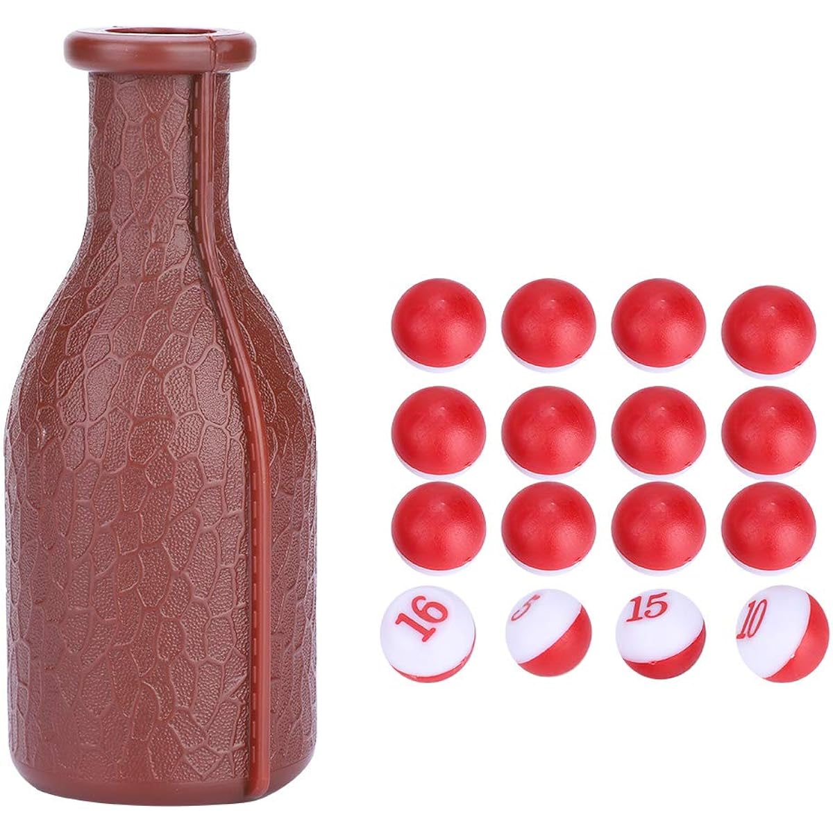 Billiard Shaker Bottle Snooker Pool Shaker Bottle Brown Pool Dice Billiard Accessories with 16 Numbered Tally Balls