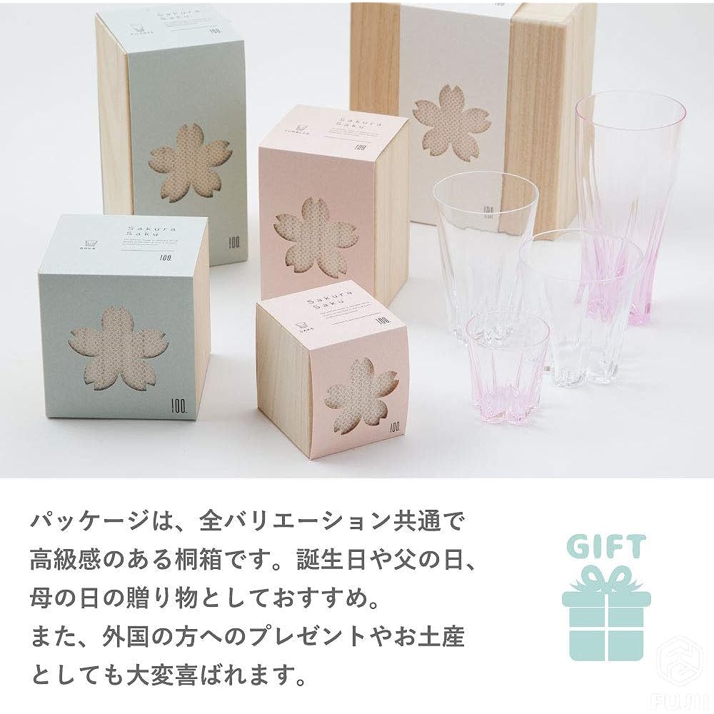 Hyaku Percent (100%) Tumbler Red and White 240cc SAKURASAKU Glass [Sakurasaku Glass] SG-01TP Set of 2