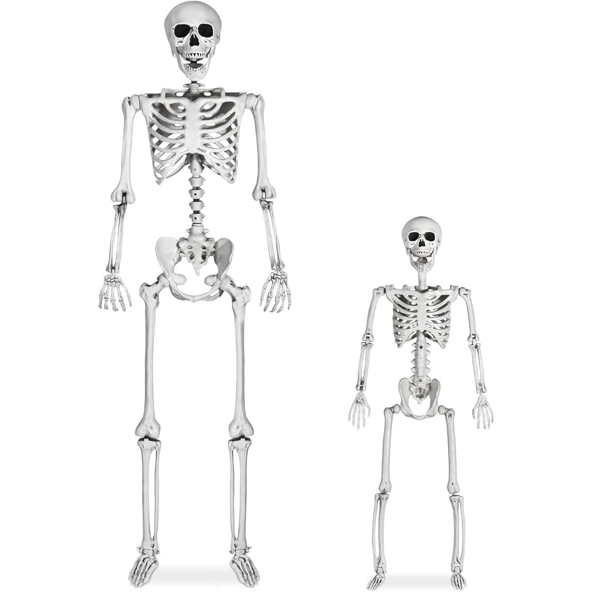 INHOTBY Halloween Skeletons Life Size 2 Pack - Adult (5ft) and Child (3ft) Full Size Poseable Skeletons Plastic Skeletons Halloween Decorations Scary Halloween Party Decorations Outdoor/Indoor