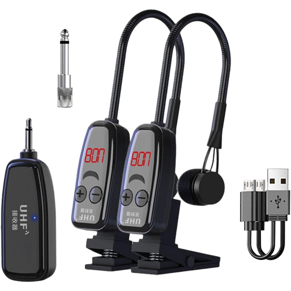 Perfk Saxophone Microphone UHF Microphone Mic Saxophone Microphone for Trumpet Clarinet Stage Performance