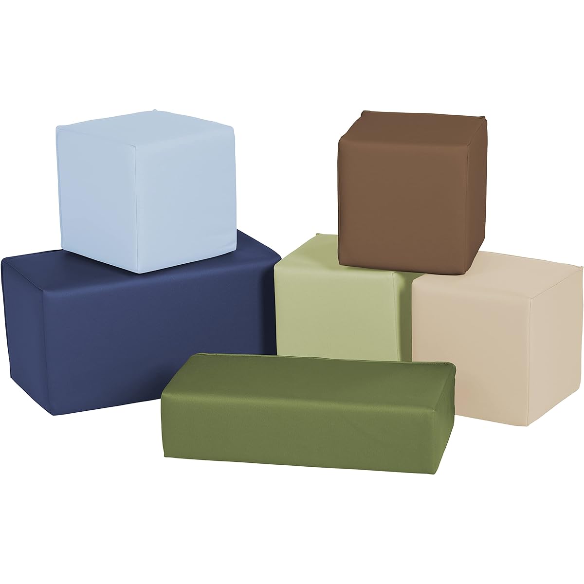 Factory Direct Partners 10414-ET SoftScape Stacking Blocks Big Foam Structural Building Blocks for Toddlers and Kids (6 Piece Set) - Earth Tones