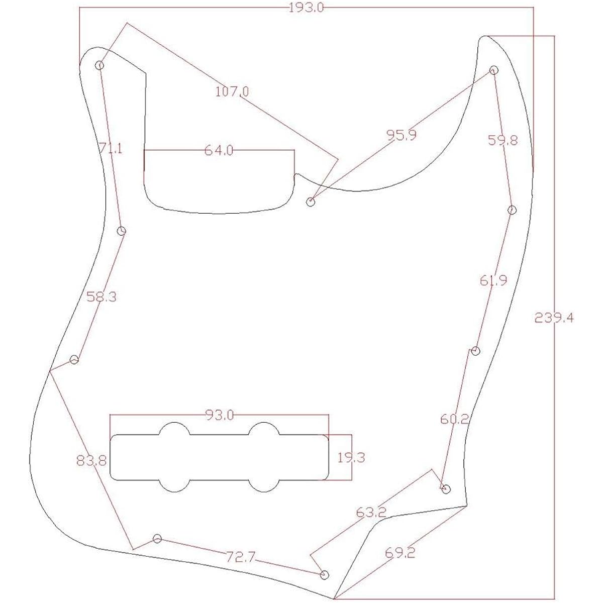 KAISH 4 String J Bass Style Pickguard Bass Pickguard Scratch Plate for Jazz J Bass Made in the USA Mexico Aged Pearl
