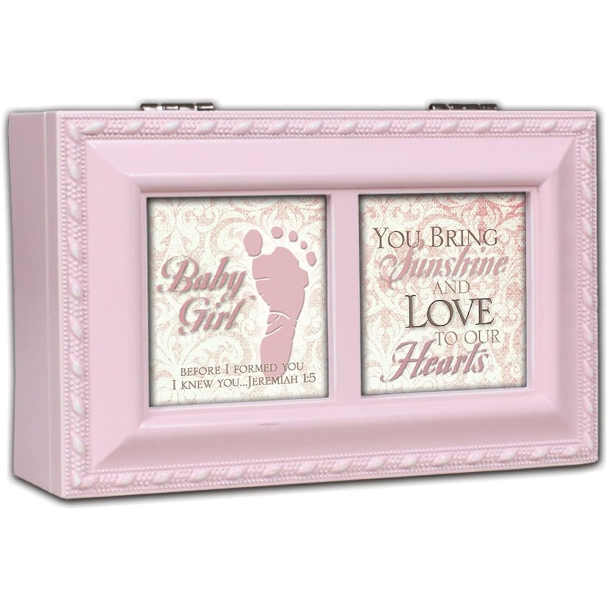Cottage Garden Baby Girl Distressed Pink Petite Music Box / Jewellery Box Plays Jesus Loves Me