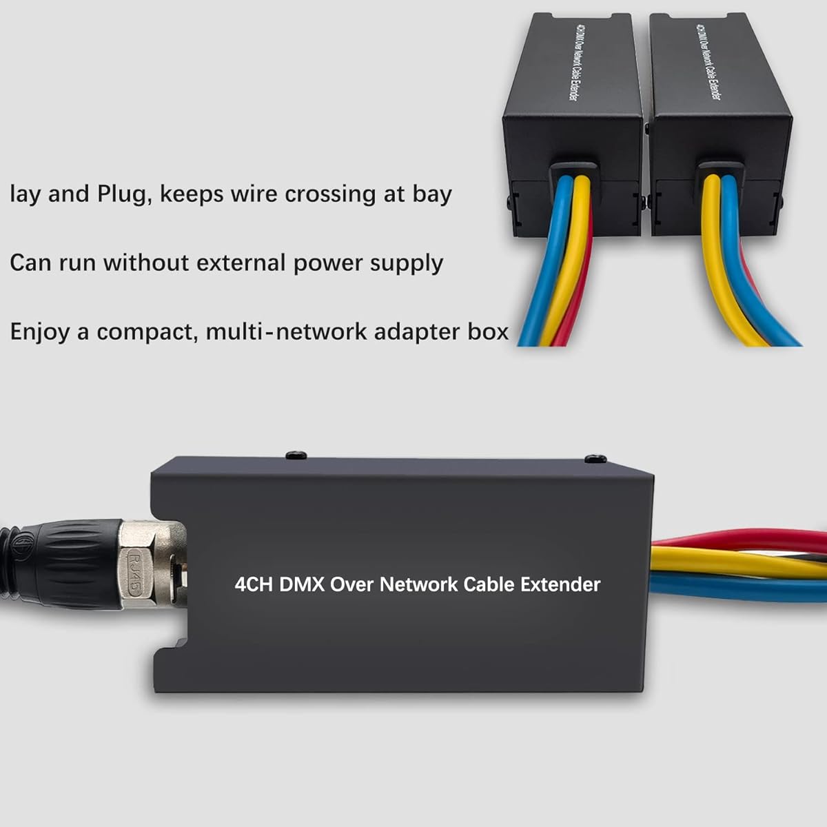 LVY 4 Channel DMX Over Network Cable Extender 3 Pin XLR Male and Female to Aethercon Cable DMX Channel RJ45 Cat5/Cat6 Ethernet Cable Extension Compact Snake Receiver XLR AES (Pair)