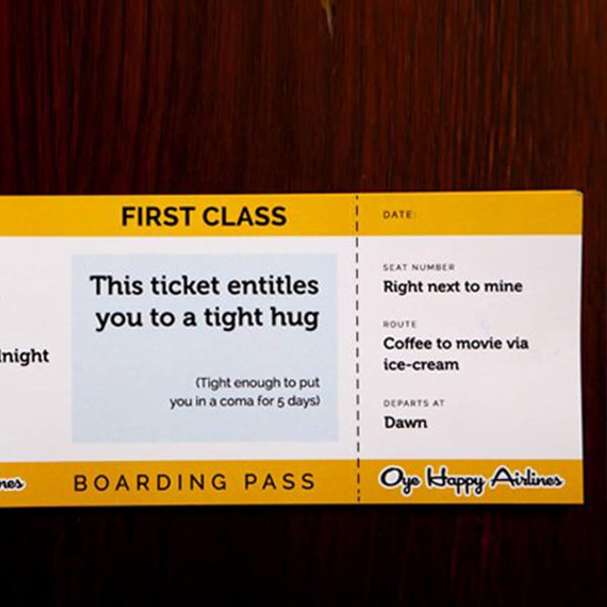 Oye Happy - Boarding Pass - Romantic Card for Girlfriend/Boyfriend/Husband/Wife Birthday/Anniversary Gift