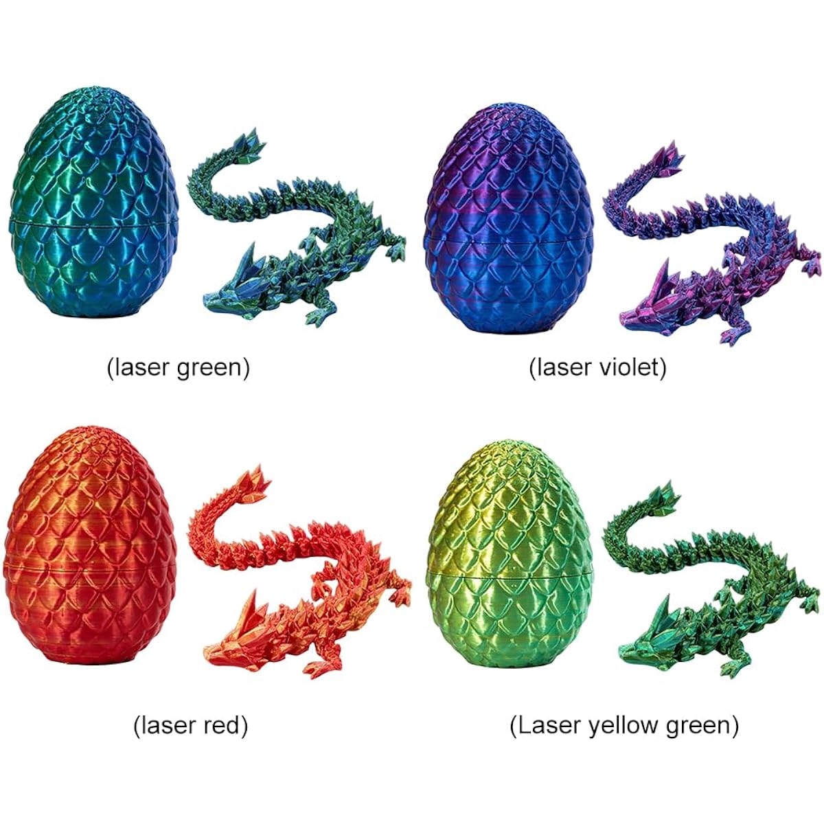 3D Printed Dragon Eggs, Mystery Crystal Dragon Egg Fidget Toy Surprise, Articulated Crystal Dragon Eggs with Dragon Inside(4pcs)(4pcs)