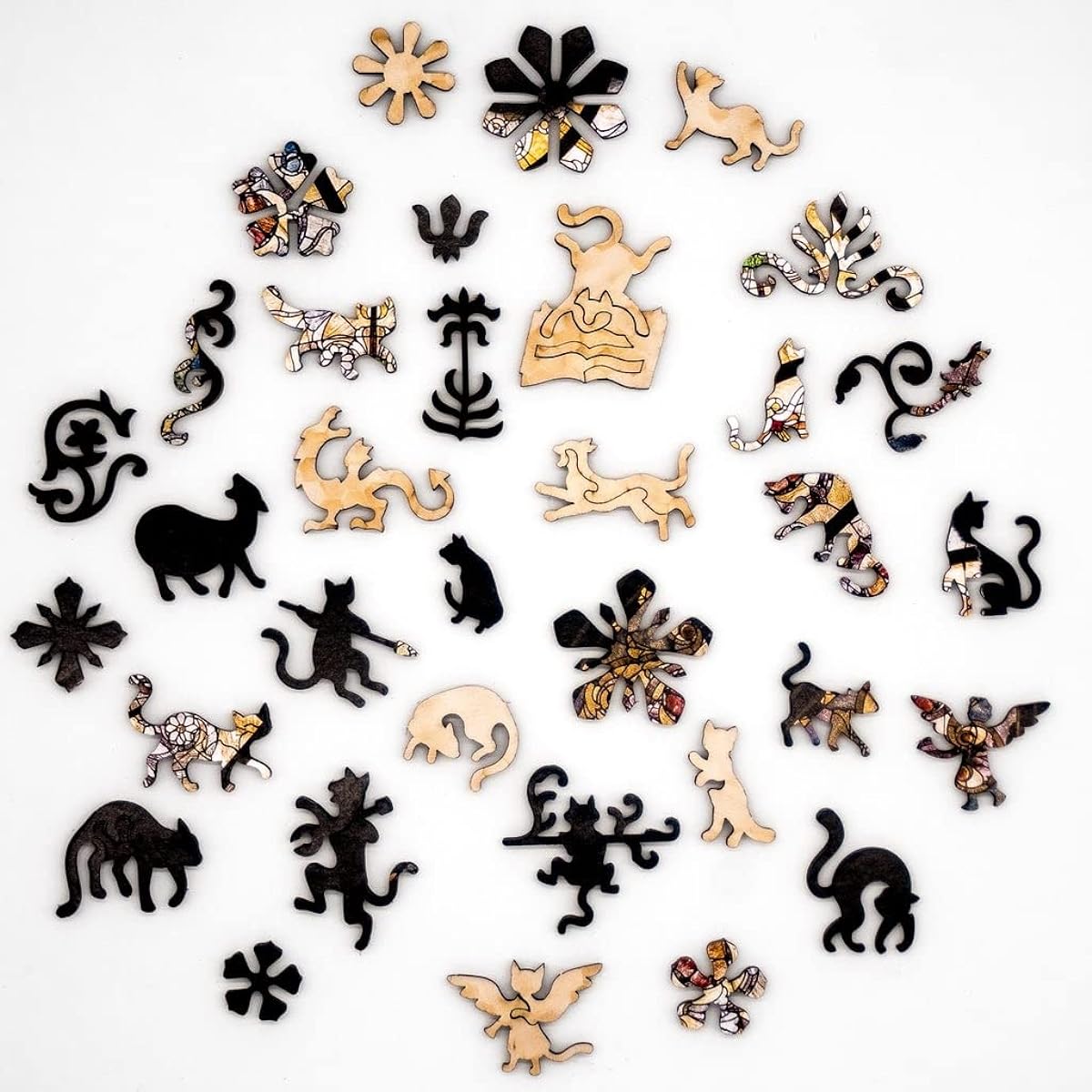 Wooden Jigsaw Puzzle for Adults - Cats in the Cathedral - 372 Wood Pieces Made in the USA by Nautilus Puzzles