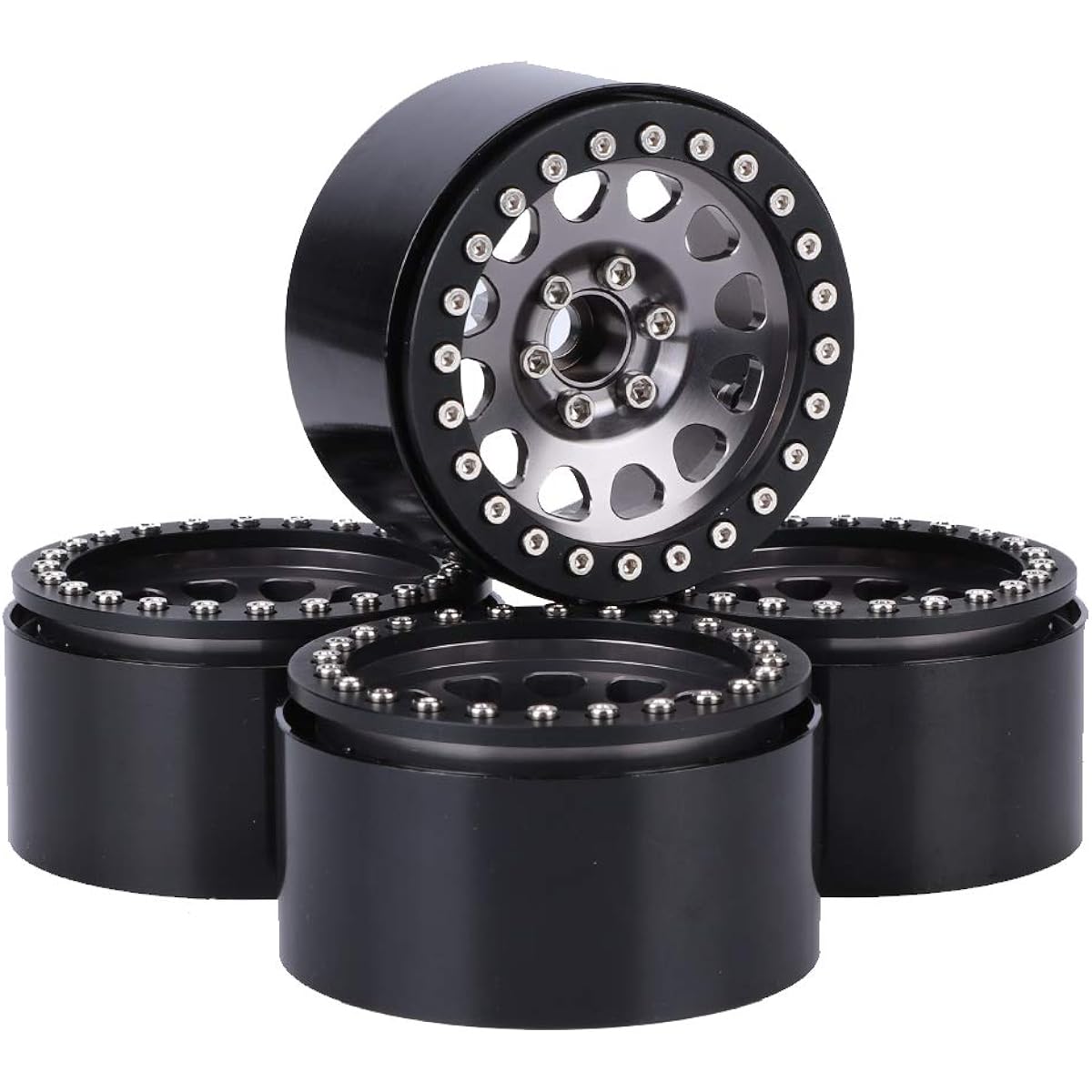 Tbest 4pcs RC Wheel Rims Universal 2.2 Inch Metal Wheel Hub Professional Accessories RC Wraith Crawler Car (Titanium)
