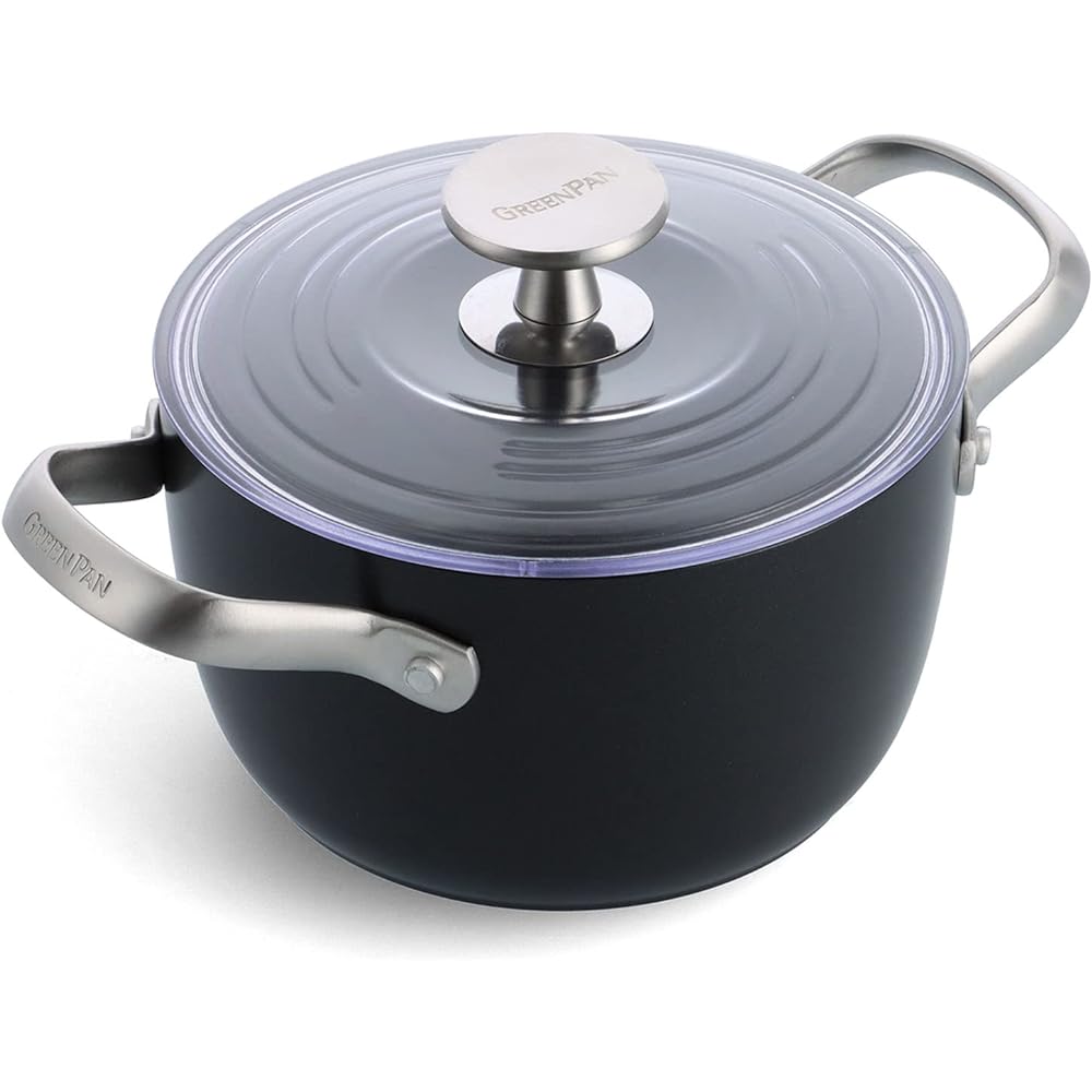 Green Pan GREENPAN Multi-Food Cooker Ceramic Coating of Minerals from Sand without Toxic Substances Use as a Two-Handed Pot, Rice, Rice Cooker, Frying Pot, 6.5 inches (16.5 cm), Black, IH Gas