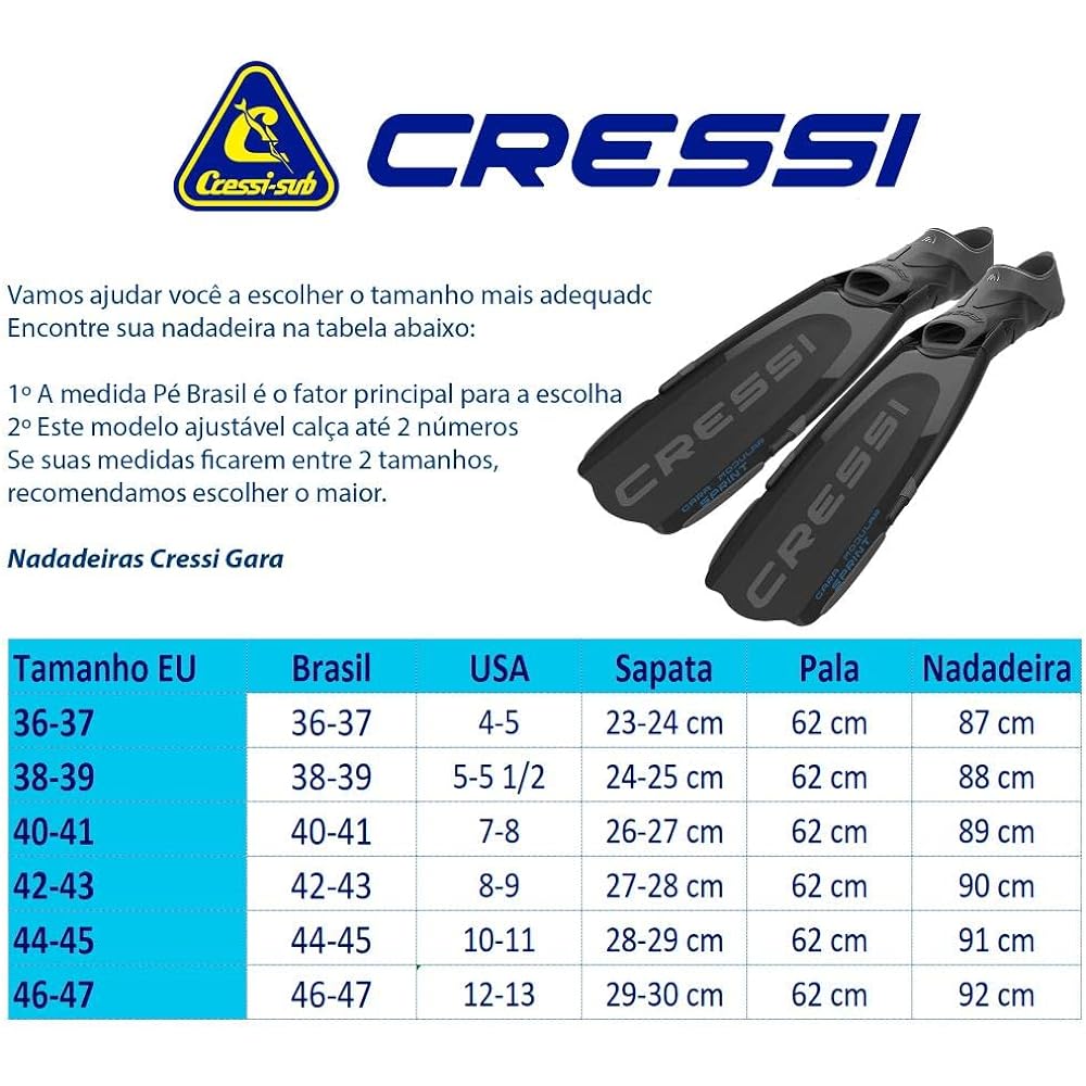 Scuba Diving Snorkeling Freediving – Gara Modular Interchangeable Blade System – Adjustable Full Foot Pocket – Gara Sprint: Made in Italy by Cressi
