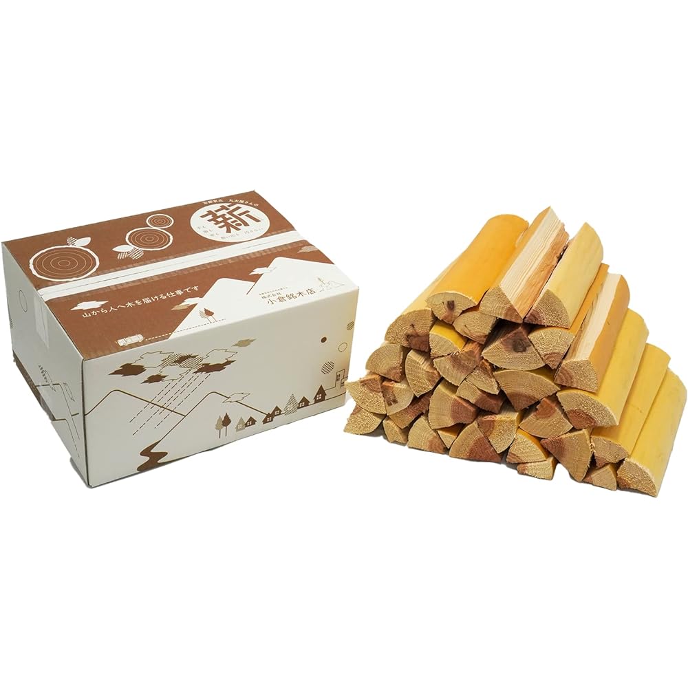 Firewood for camping Uses Japanese polished logs Comes in a cardboard box Coniferous wood with good lighting No bark so safe for children Easy to split with few knots Ideal for family camping or solo camping (Large 28cm 7kg)