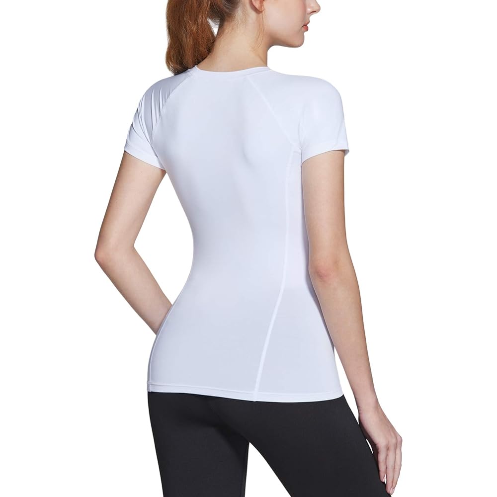 [ATHLIO] Sports Inner Shirt, Women's, Short Sleeve [Sweat Absorbent, Quick Drying, UV Protection] Compression Wear, Running Wear, Training Wear, Yoga Wear