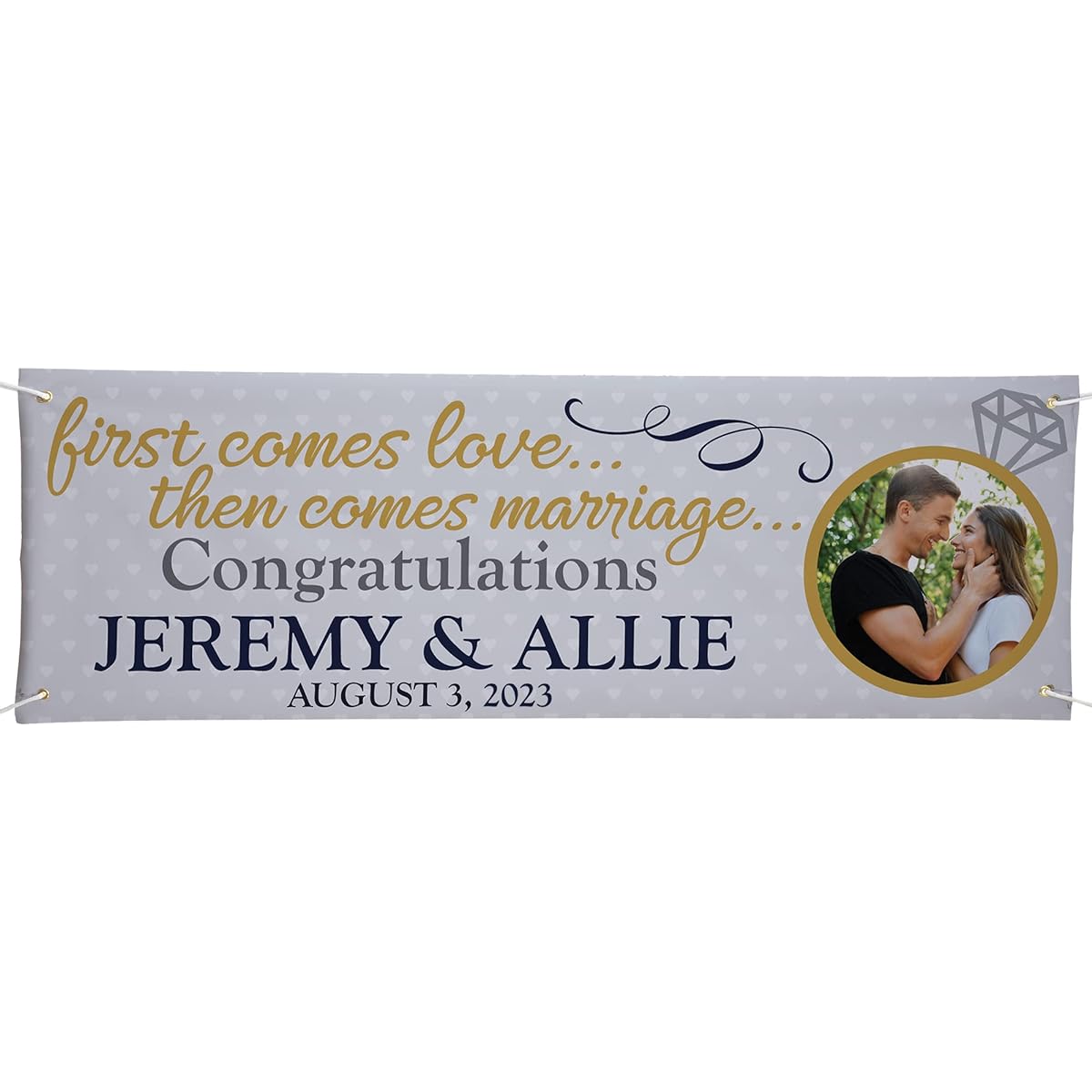Let's Make Memories Personalized Engagement Photo Banner - Engagement Party Decorations - 6 Foot Banner - Customize with Message and Photo