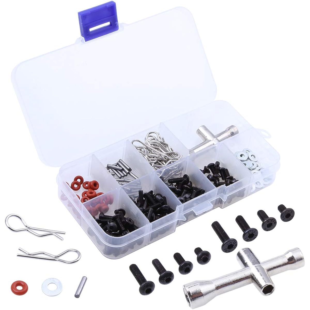 Hobbypark RC Screws Kit Repair Tool Box Hardware Fasteners for 1:8 1/10 RC Car Replacement(240 Pack)