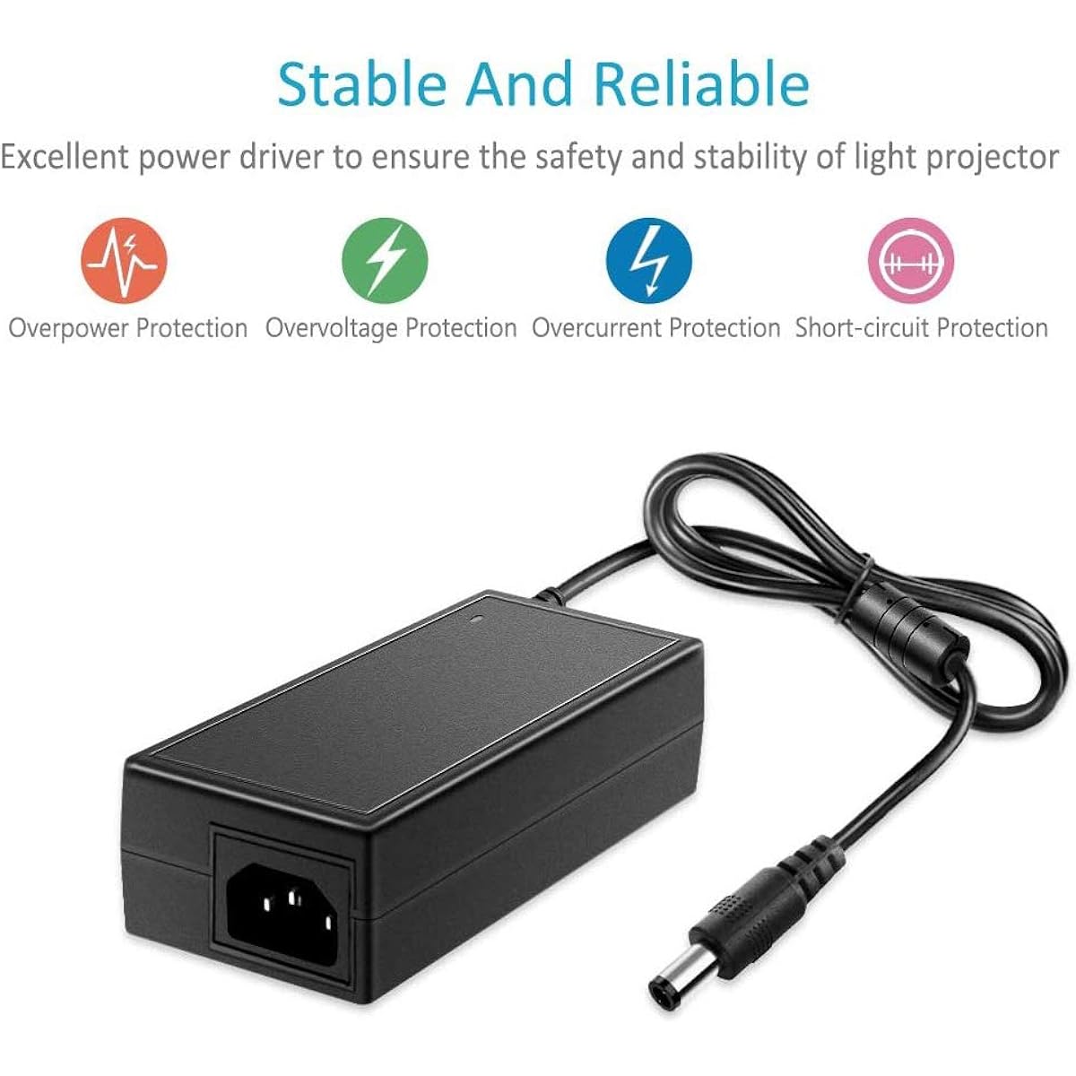 JOYLIT 12V 8A Power Adapter AC 110V-240V DC 12 Volt 8Amp Transformer 2.1 X 5.5mm US Plug 3.5 Feet Cord Adapter LED Light Strip for CCTV Camera