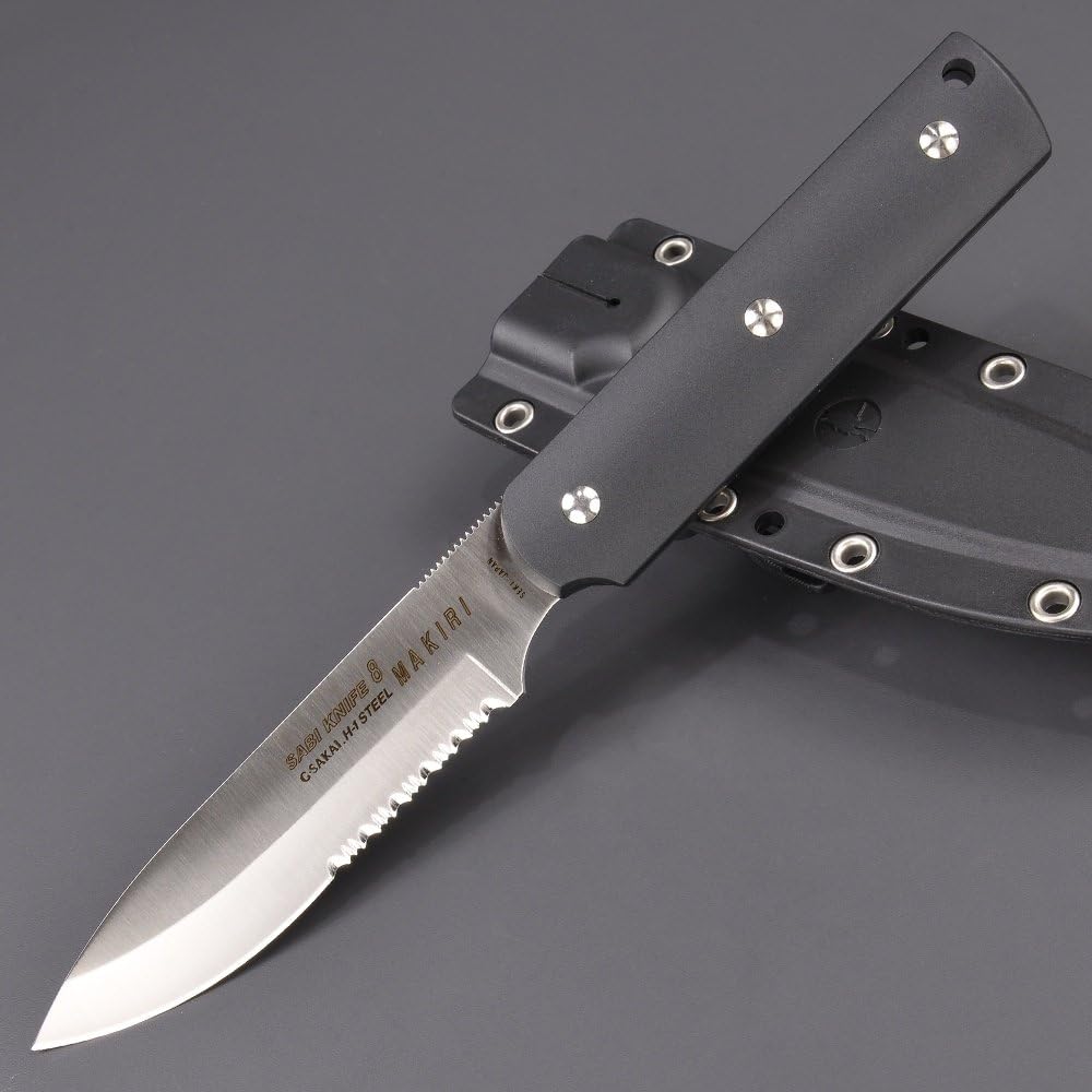 G SAKAI Survival Knife Fishing Made in Japan Rust-resistant Steel Fish Ikejime Fishing Outdoor Sabi Knife 8 Makiri Sports