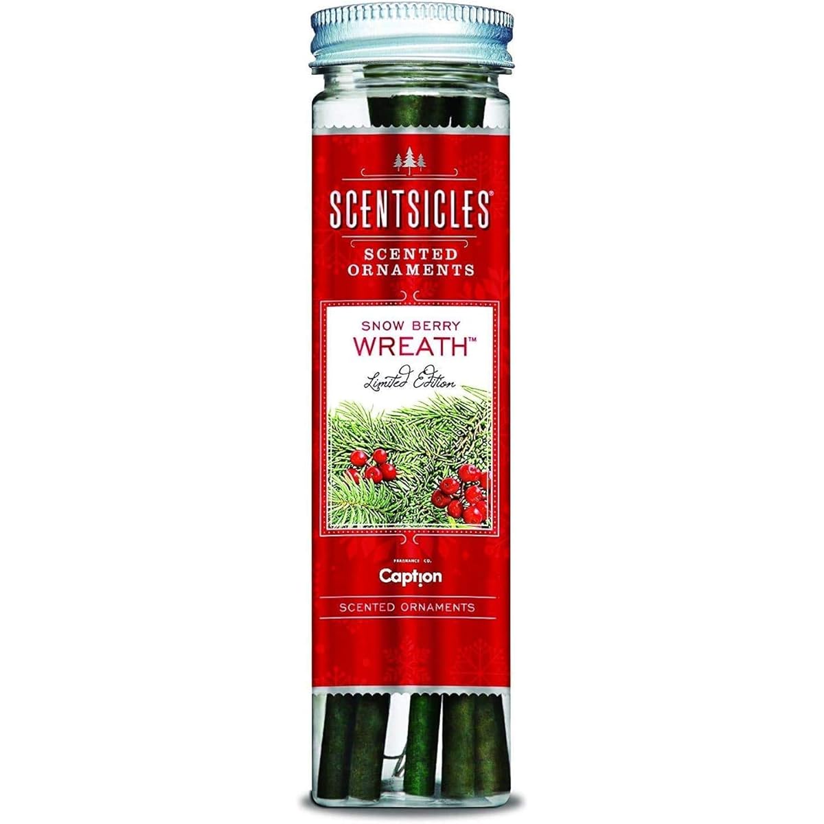 Scentsicles Scented Christmas Ornaments - Natural Holiday Air Freshener for Christmas Trees - Christmas Berry Holiday Fragrance - Includes 6 Ornaments & Hooks