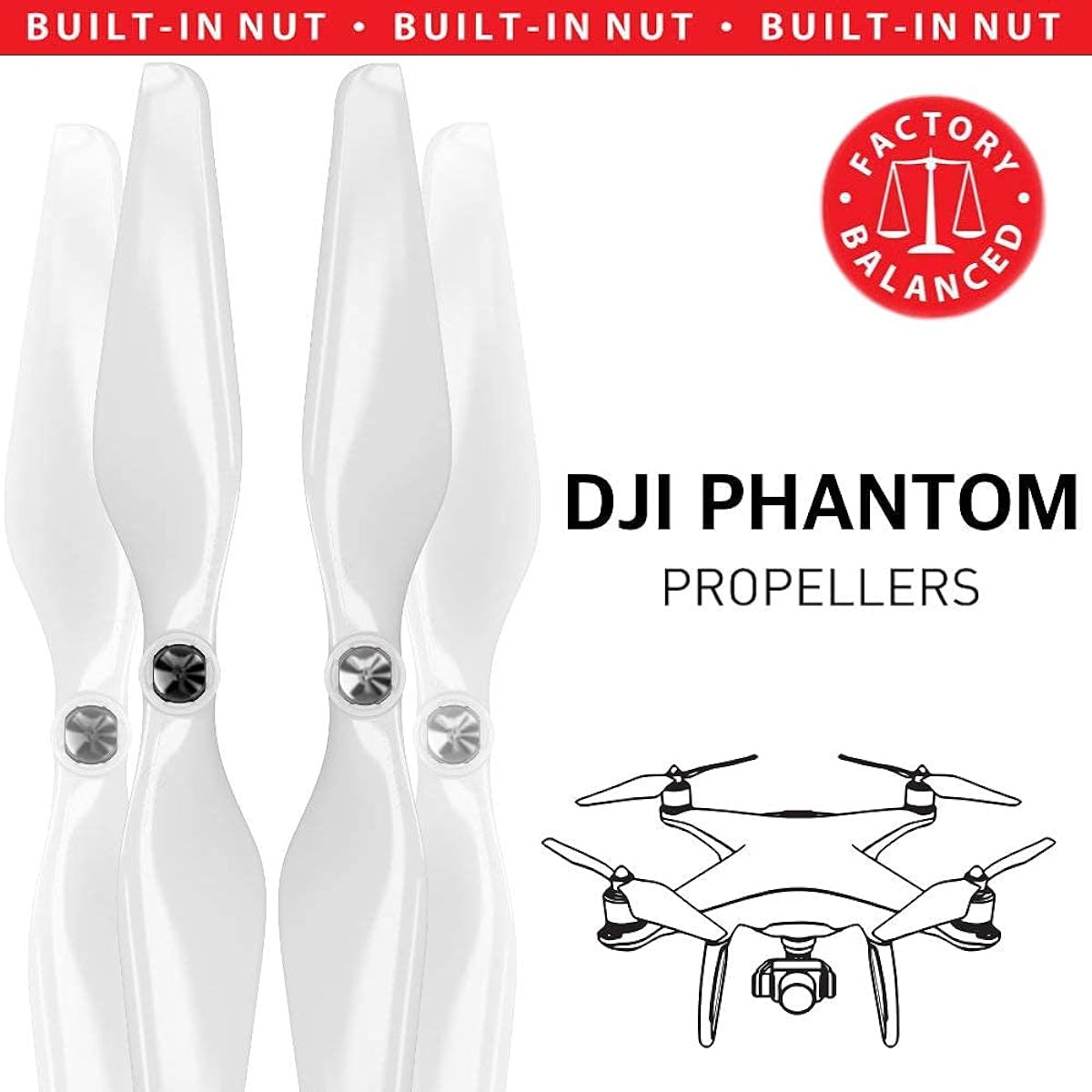 DJI Phantom Built-in Nut Upgrade Propellers in White - X4 Propellers