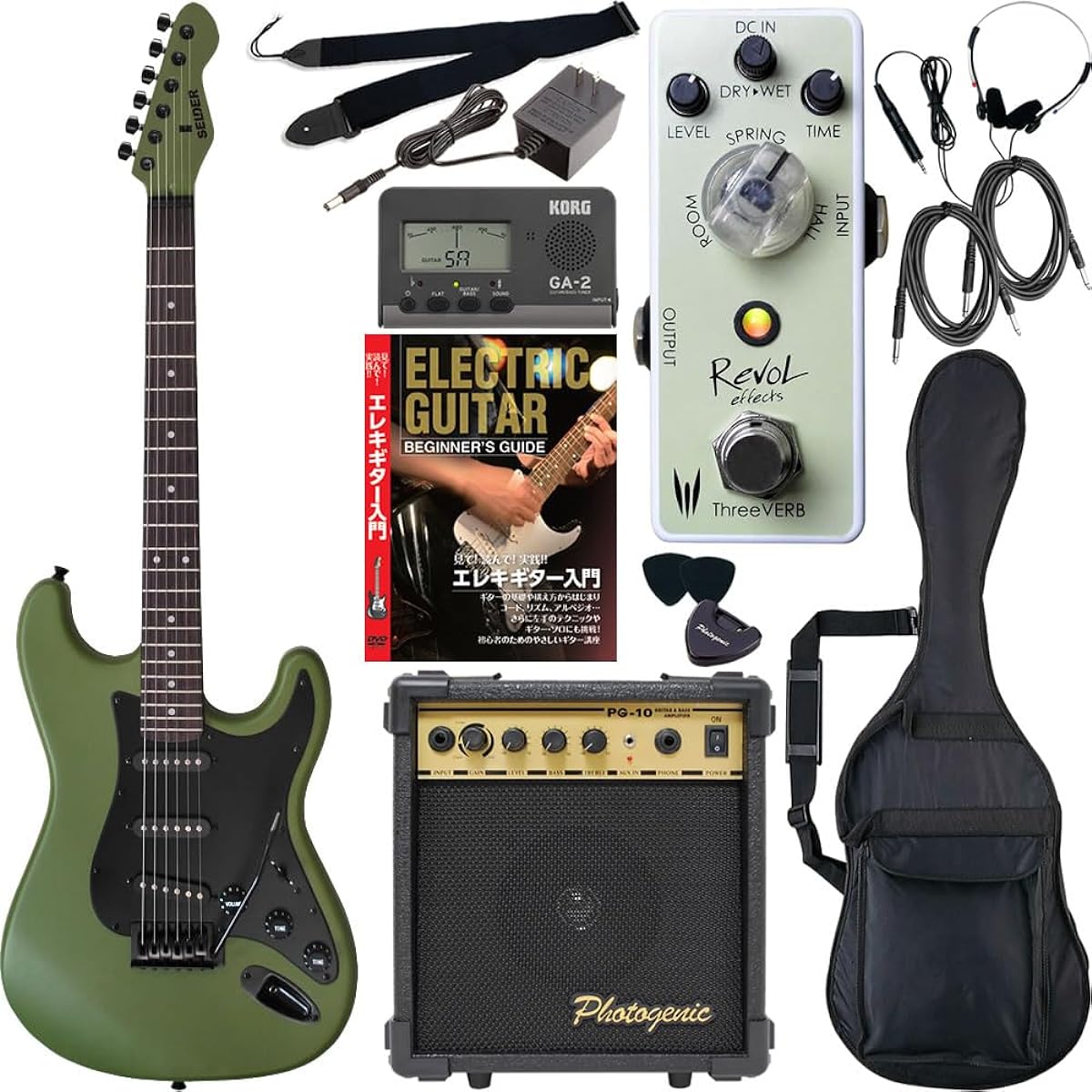 SELDER Electric Guitar Stratocaster Type ST-16/AMG Sakura Musical Instruments Original Revol effects Effector Introduction Set [Reverb Three VERB/ERV-01]