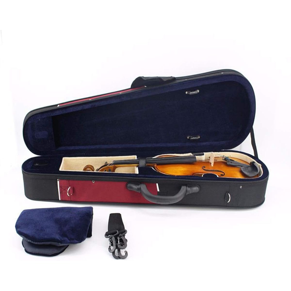 Violin Case Violin Hard Case Red Music Professional Triangular Lightweight Suspension Sturdy Lightweight Pressure Resistant (Color: Red, Size: 3/4)