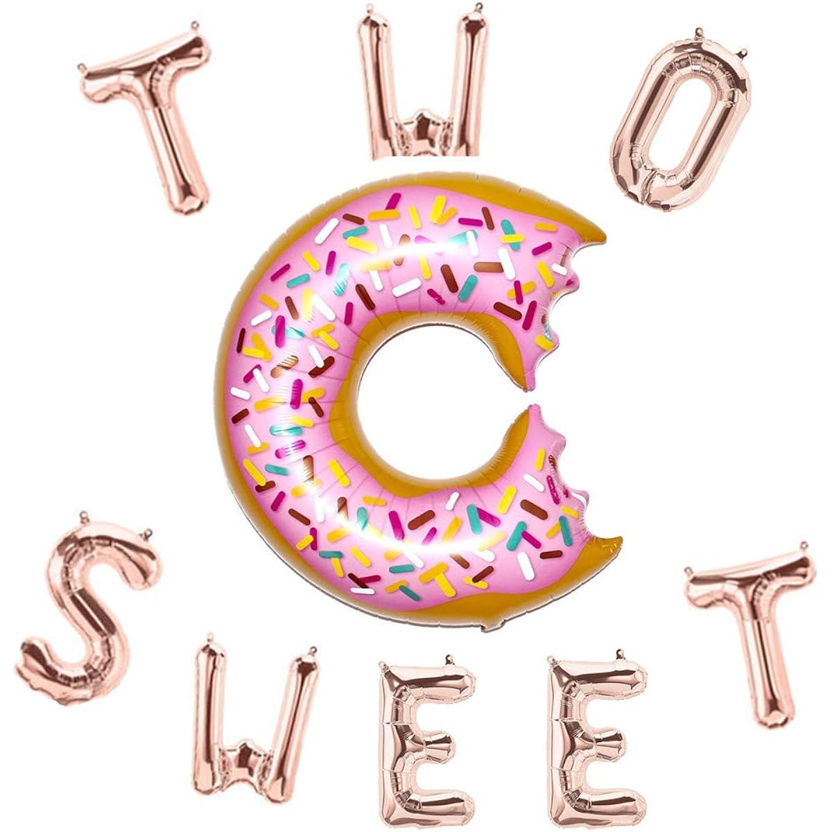 Rose & Wood 16" 2 Sweet Balloon Donuts Birthday Decorations for 2nd Birthday Party Baby Birthday Party 2nd Birthday Sweet Balloon Letters